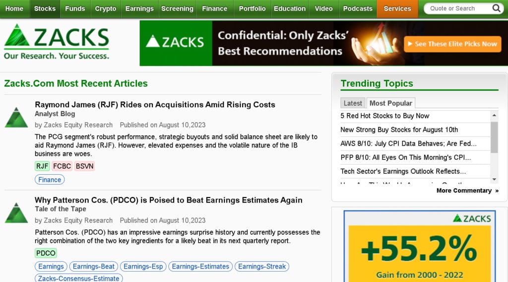 Zacks Investment Research Newsletters
