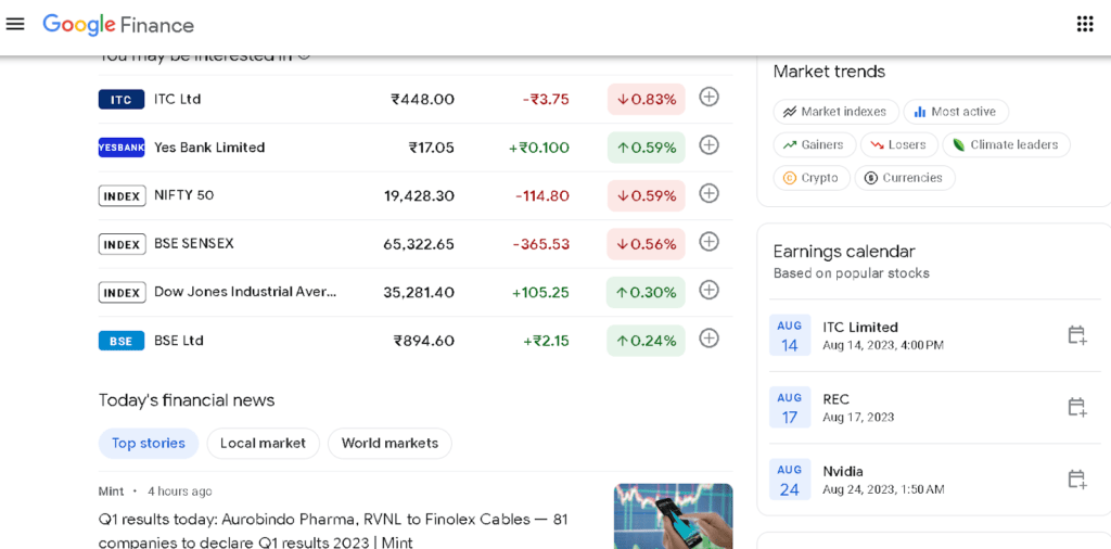 Google Finance Screener