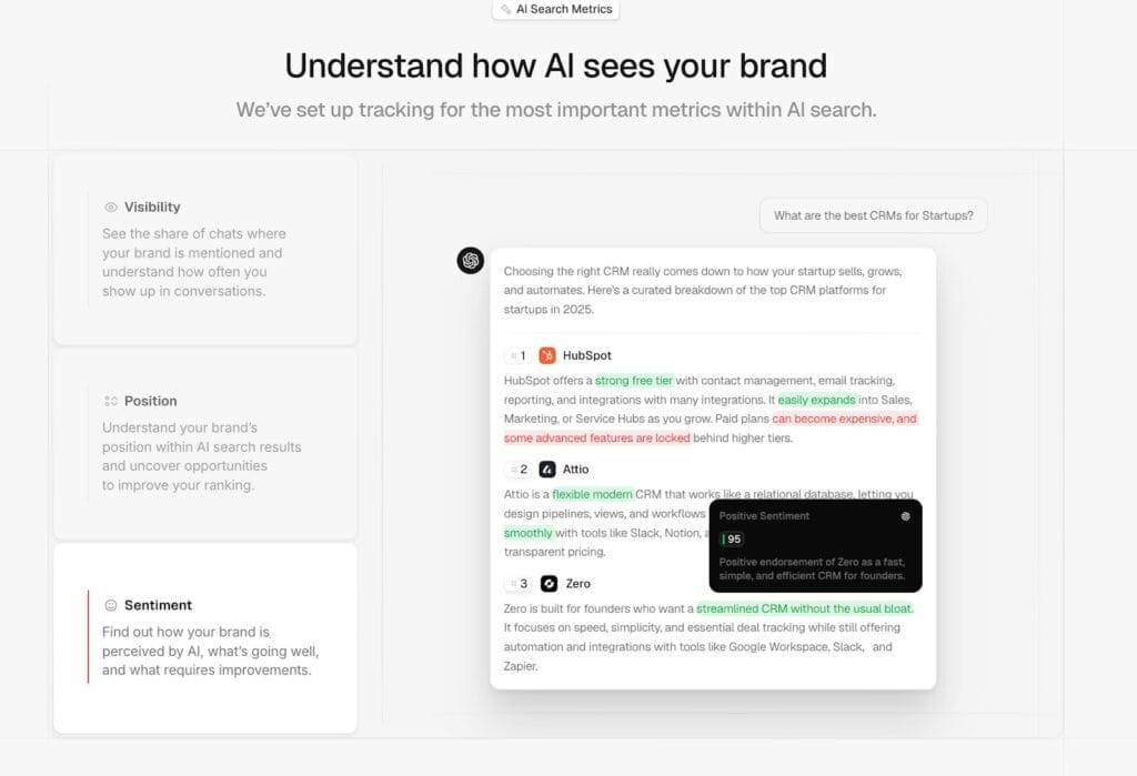 Screenshot of Peec.ai Official Website Review - AI-Powered Analytics - Check now!