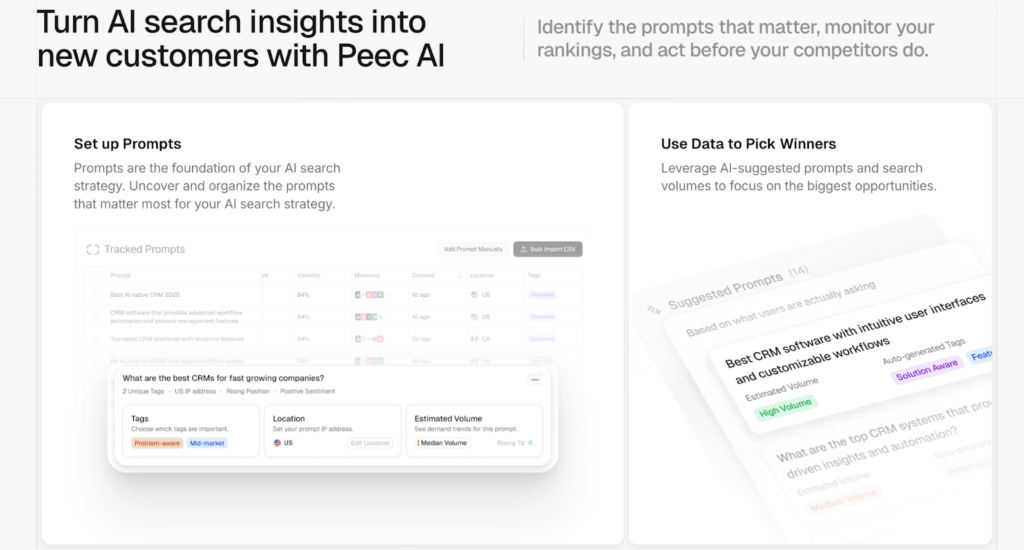 Screenshot of Peec.ai Official Website Review - AI-Powered Analytics - Check now!